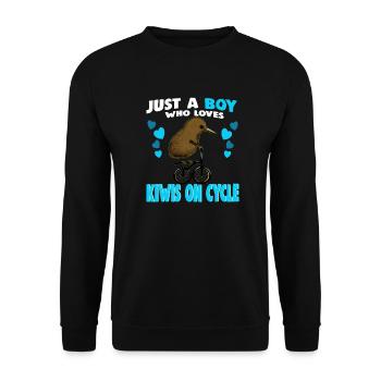 Just a Boy who Loves Kiwis on cycle - Unisex Pullover - Schwarz - Vorne - Alina (178cm) & Michal (187cm)