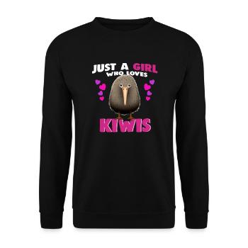Just a Girl who Loves Kiwis - Unisex Pullover - Schwarz - Vorne - Alina (178cm) & Michal (187cm)