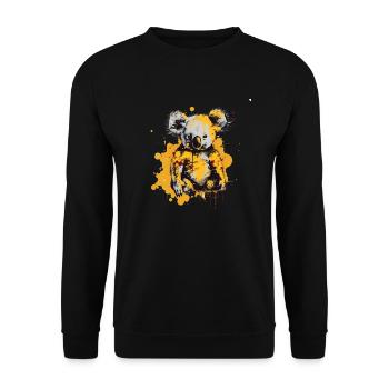 Koala in Farbklecksen - Unisex Pullover - Schwarz - Vorne - Alina (178cm) & Michal (187cm)