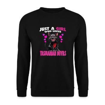 Just a Girl who Loves tasmanian Devils - Unisex Sweatshirt - black - Front - Alina (178cm) & Michal (187cm)