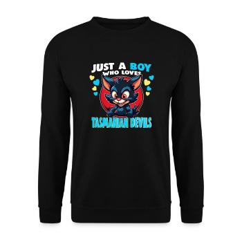 Just a Boy who Loves tasmanian Devils - Unisex Sweatshirt - black - Front - Alina (178cm) & Michal (187cm)
