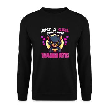 Just a Girl who Loves tasmanian Devils - Unisex Sweatshirt - black - Front - Alina (178cm) & Michal (187cm)