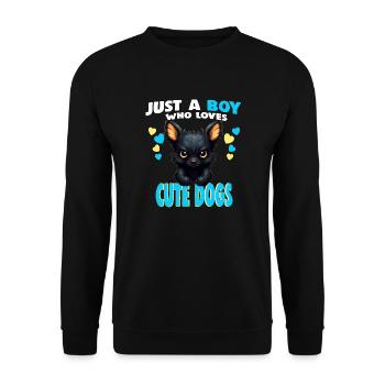 Just a Boy who Loves cute dogs - Unisex Sweatshirt - black - Front - Alina (178cm) & Michal (187cm)