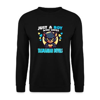 Just a Boy who Loves tasmanian Devils - Unisex Sweatshirt - black - Front - Alina (178cm) & Michal (187cm)
