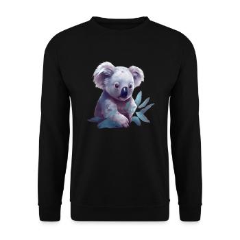 Cute koala with eucalyptus leaf - Unisex Sweatshirt - black - Front - Alina (178cm) & Michal (187cm)