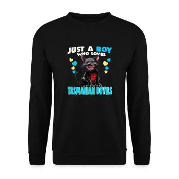 Just a Boy who Loves tasmanian Devils - Unisex Sweatshirt - black - Front - Alina (178cm) & Michal (187cm)