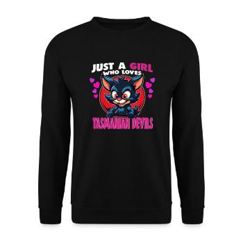 Just a Girl who Loves tasmanian Devils - Unisex Sweatshirt - black - Front - Alina (178cm) & Michal (187cm)