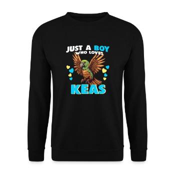 Just a Boy who Loves Keas - Unisex Pullover - Schwarz - Vorne - Alina (178cm) & Michal (187cm)