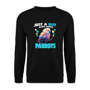 Juste un garçon qui aime les perroquets - Sweat-shirt Unisexe - noir - Devant - Alina (178cm) & Michal (187cm)