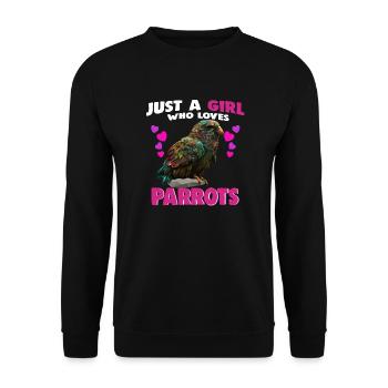 Juste une fille qui aime les perroquets - Sweat-shirt Unisexe - noir - Devant - Alina (178cm) & Michal (187cm)