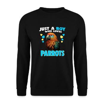 Juste un garçon qui aime les perroquets - Sweat-shirt Unisexe - noir - Devant - Alina (178cm) & Michal (187cm)