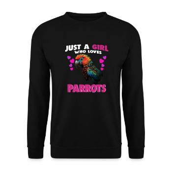 Juste une fille qui aime les perroquets - Sweat-shirt Unisexe - noir - Devant - Alina (178cm) & Michal (187cm)