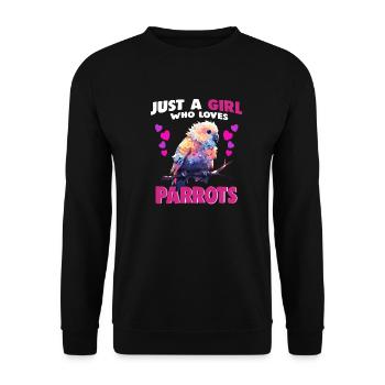 Juste une fille qui aime les perroquets - Sweat-shirt Unisexe - noir - Devant - Alina (178cm) & Michal (187cm)