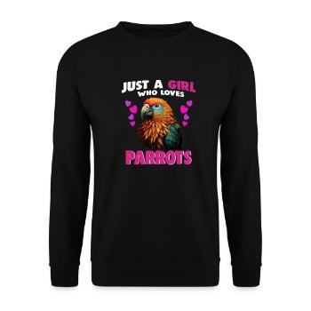 Juste une fille qui aime les perroquets - Sweat-shirt Unisexe - noir - Devant - Alina (178cm) & Michal (187cm)