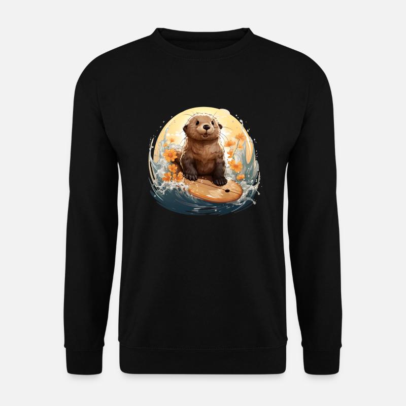 Surfender Seeotter - Unisex Pullover - Schwarz