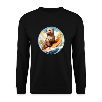 Loutre sur planche de surf - Sweat-shirt Unisexe - noir - Devant - Alina (178cm) & Michal (187cm)