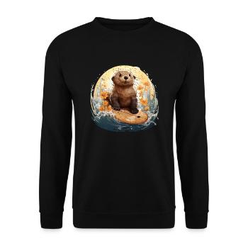 Loutre de surf - Sweat-shirt Unisexe - noir - Devant - Alina (178cm) & Michal (187cm)