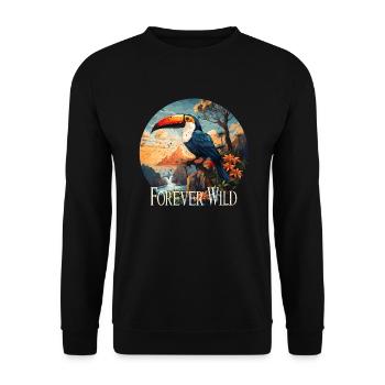 Forever Wild retro style - Unisex Sweatshirt - black - Front - Alina (178cm) & Michal (187cm)