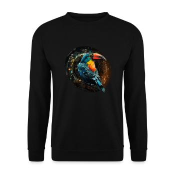 Toucan in Space retro style - Unisex Sweatshirt - black - Front - Alina (178cm) & Michal (187cm)