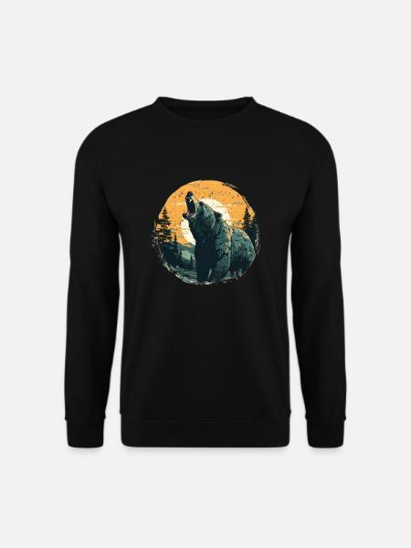Grizzly in sundown retro style - Unisex Sweatshirt - black