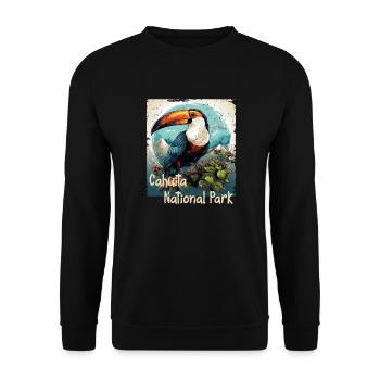 Cahuita National Park Toucan retro style - Unisex Sweatshirt - black - Front - Alina (178cm) & Michal (187cm)