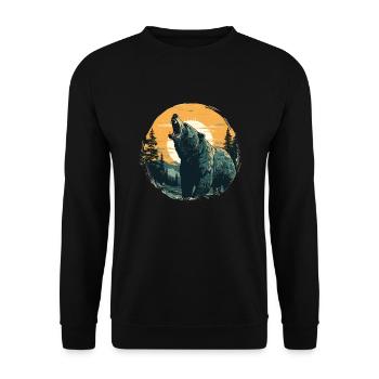 Grizzly in sundown - Unisex Sweatshirt - black - Front - Alina (178cm) & Michal (187cm)