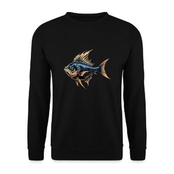 Style rétro poisson - Sweat-shirt Unisexe - noir - Devant - Alina (178cm) & Michal (187cm)