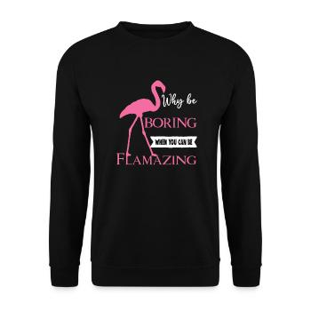 Why be Boring when you can be Flamazing - Unisex Sweatshirt - black - Front - Alina (178cm) & Michal (187cm)