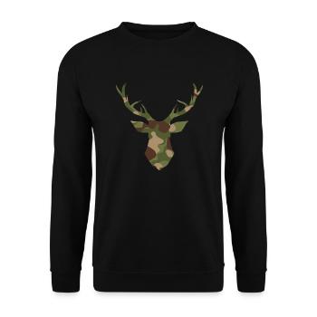 Hirschkopf Silhouette Geweih - Unisex Pullover - Schwarz - Vorne - Alina (178cm) & Michal (187cm)