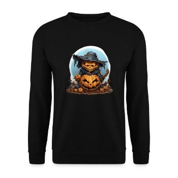 Creepy Pumpkin - Unisex Sweatshirt - black - Front - Alina (178cm) & Michal (187cm)