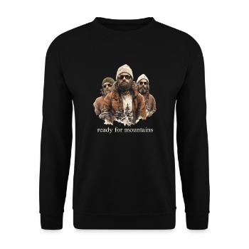ready for mountains retro style - Unisex Pullover - Schwarz - Vorne - Alina (178cm) & Michal (187cm)