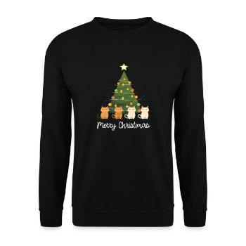 Merry Christmas 4 cats - Unisex Pullover - Schwarz - Vorne - Alina (178cm) & Michal (187cm)