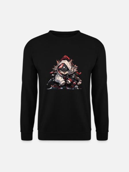 Cute Samurai Cat - Unisex Sweatshirt - black