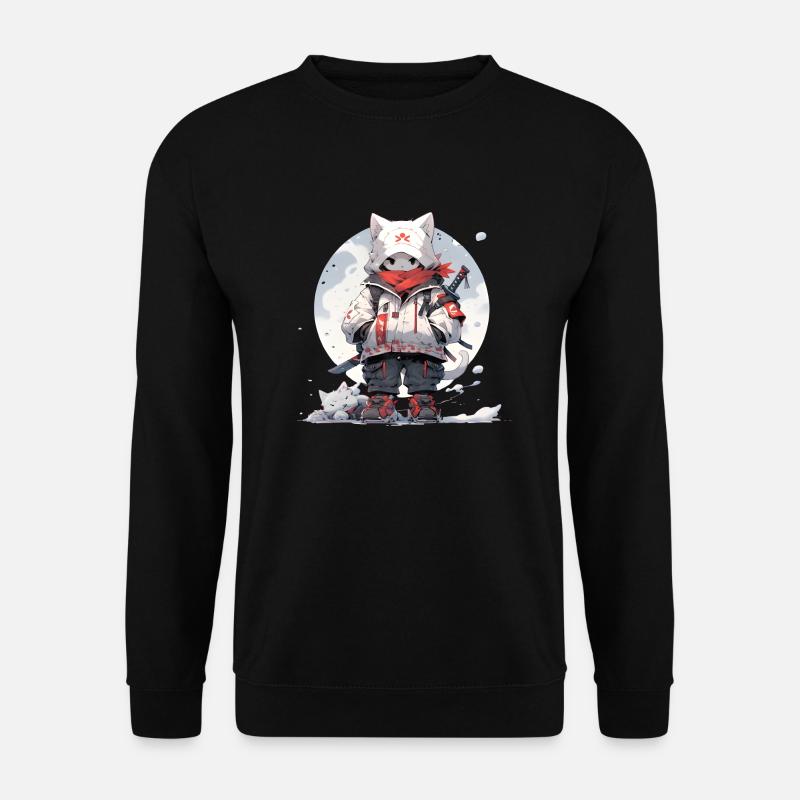 Cute samurai cat - Unisex Pullover - Schwarz