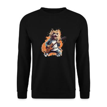 Singing guitar playing cat - Unisex Sweatshirt - black - Front - Alina (178cm) & Michal (187cm)