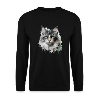 Cute Cat Face - Unisex Pullover - Schwarz - Vorne - Alina (178cm) & Michal (187cm)