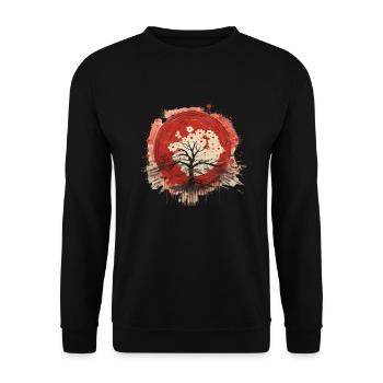 japanische Kirschblüte - Unisex Pullover - Schwarz - Vorne - Alina (178cm) & Michal (187cm)