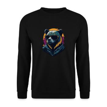 Bear with sunglasses - Unisex Sweatshirt - black - Front - Alina (178cm) & Michal (187cm)