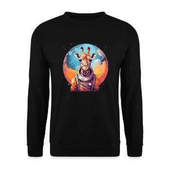 Weltraum Giraffe - Unisex Pullover - Schwarz - Vorne - Alina (178cm) & Michal (187cm)