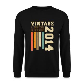 Vintage 2014 Jahrgang Retro Geburtstag Geschenk - Unisex Pullover - Schwarz - Vorne - Alina (178cm) & Michal (187cm)