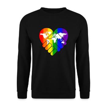 Rainbow Flag Peace Hippie Gift LGBT - Unisex Sweatshirt - black - Front - Alina (178cm) & Michal (187cm)