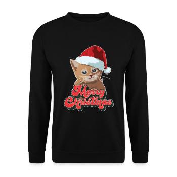 Cadeau de Noël Mignon Drôle de chat Père Noël Joyeux Noël - Sweat-shirt Unisexe - noir - Devant - Alina (178cm) & Michal (187cm)