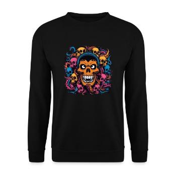 Decorative Large Skull with Small Skulls - Unisex Sweatshirt - black - Front - Alina (178cm) & Michal (187cm)