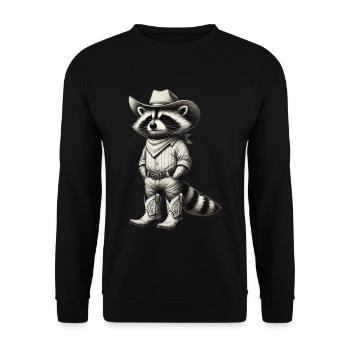 Cowboy Raccoon Western Vintage Drawing - Unisex Sweatshirt - black - Front - Alina (178cm) & Michal (187cm)