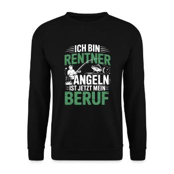 Ich bin Rentner Angeln ist jetzt mein Beruf Shirt - Unisex Pullover - Schwarz - Vorne - Alina (178cm) & Michal (187cm)