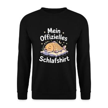 Mein offizielles Schlafshirt, Lustiges Fischdesign - Unisex Pullover - Schwarz - Vorne - Alina (178cm) & Michal (187cm)
