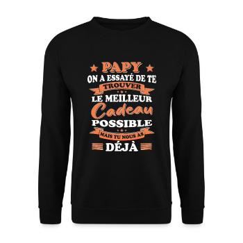 Papy Grand père Fête Des Pères Cadeau Anniversaire - Sweat-shirt Unisexe - noir - Devant - Alina (178cm) & Michal (187cm)