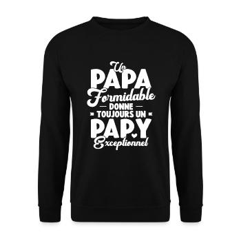 Un Papa Formidable Donne Un Papy Exceptionnel - Sweat-shirt Unisexe - noir - Devant - Alina (178cm) & Michal (187cm)