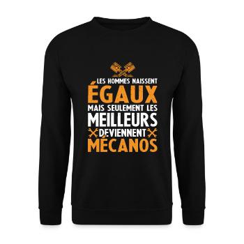 Les Hommes Naissent Egaux - Les Meilleurs Mécanos - Sweat-shirt Unisexe - noir - Devant - Alina (178cm) & Michal (187cm)