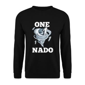 1. Geburtstag Tornado - Unisex Pullover - Schwarz - Vorne - Alina (178cm) & Michal (187cm)